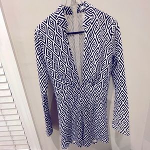 Long-Sleeve Romper with Mandarin Collar